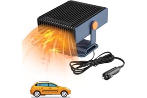 DOEDOEFONG Autoheizung 12V Portable, 150W Auto Heizlüfter, 2 in 1 Tragbare Autoheizung, Auto Heizung Entfroster mit 360° Drehgelenk und Zigarettenanzünder Stecker für Camping LKW Wohnmobil