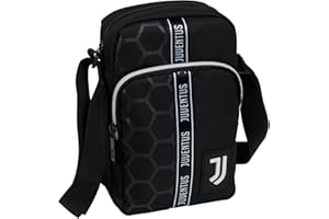 SEVEN Borsa a Tracolla Uomo - F.C. JUVENTUS Calcio, Nero Bianco - Apertura con Cerniera - Marsupio Ragazzo - Tifoso Juventino - Gadget Calcio Serie A
