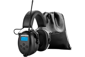 PROHEAR 033A Cascos Antiruido 5.3 Bluetooth, Protección auditiva con radio FM/AM y micrófono Integrado,USB-C inalámbrico recargable orejera, Reducción de ruido para deshierbe,SNR 31dB-Negro