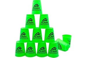AMJKEJI 12 Pcs Speed Stacking Cups, Sports Stacking Cups, Quick Stack Cup for Adult Develop Hand-eye Coordination, Enhance Concentration, Cultivate Patience and Perseverance (Green)