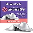 Lansinoh Original Silverette Nipple Cups - 925 Sterling Nickel Free Silver Nipple Shields for Breastfeeding – Naturally Protects and Helps Heal Sore Nipples Breast Feeding - Postpartum Essentials