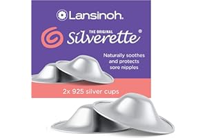 Lansinoh Original Silverette Nipple Cups - 925 Sterling Nickel Free Silver Nipple Shields for Breastfeeding – Naturally Protects and Helps Heal Sore Nipples Breast Feeding - Postpartum Essentials