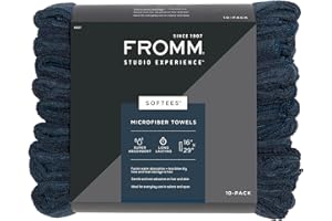 Fromm Softees Microfiber Salon Hair Towels for Hairstylists, Barbers, Spa, Gym in Navy, 16" by 29", 10 count Perfect Hair Care Towel for Drying Curly, Long, Wavy Hair