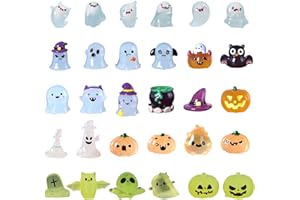 Kotkiddy 30 miniature luminose per Halloween, luci al buio, piccole statuette in resina, da nascondere, per accompagnare le feste