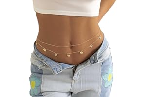 Carufin Double Couche Taille Chaînes Papillon Ventre Corps Chaîne Mode Corps Accessoires Bijoux pour Femmes et Filles