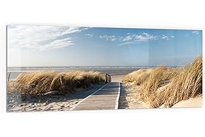 DEQORI Küchenrückwand Glas | Motiv Strandaufgang am Meer | 125x50 cm | Bad- oder Herd-Rückwand | Herdblende Spritzschutz für Küche & Badezimmer | Moderne Deko für Fliesenspiegel