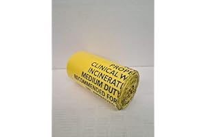 JUST BIN BAGS 70 Liter Yellow Clinical Waste Bags | 7x50 rolls/box (350 bags) | 100% Recycled Plastic, Biohazard Waste Bag | UN Certified | 5kg capacity