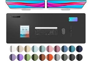 Aothia Sous-Main, Tapis de Bureau en Cuir PU, Tapis de Souris, Protection de Bureau antidérapante, Bloc-Notes de Bureau étanche pour Le Bureau et la Maison (122x43cm,Noir)