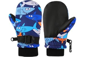 QKURT Guanti da Sci per Bambini, Guanti da Neve Invernali Impermeabili Guanti da Sci per Bambini per Ragazzi e Ragazze di 2-8 Anni