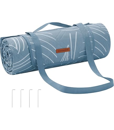 SONGMICS Coperta Picnic, 300 x 200 cm, Grande, Telo da Campeggio, Parco, Giardino, Spiaggia, Strato Impermeabile, Lavabile in Lavatrice, Pieghevole, Motivo a Felce e Verde GCM083C02