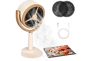 Trendecor Mini Cooker Hood Desktop, Portable Extractor Fan with 2 Filter Pads, USB Rechargeable Low Noise Wireless Range Hood for Home for Apartments Dormitories Indoor BBQ Hot Pot Campin