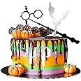 Gyufise 4Pc Acrylic Wizard Happy Birthday Cake Topper Kits Harry P Inspired Cake Pick Decorations for Wizard Theme Birthday Party Supplies