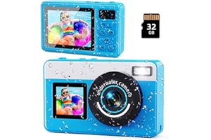 MaxMango Macchina Fotografica Digitale, 10FT Fotocamera Digitale Impermeabile con Scheda da 32 GB, Macchina Fotografica Subcquea 18X Zoom per Selfie Subacquei, Nuoto, Blu