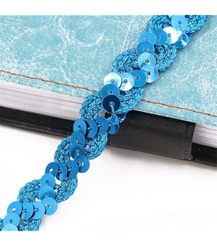 QUARKZMAN Paillettenband 11 Yards - Elastische Paillettenborte 0.8 Zoll | 3-reihig Silber | Für DIY & Basteln