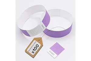 europaband Tyvek - 100 braccialetti per l'identificazione di eventi e feste, antistrappo e impermeabile, colore: viola