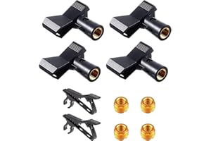 SUNERLORY 6 Stück Mikrofonklemmen, Mikrofonclip, verstellbar, zuverlässig, praktischer Ständerhalter mit Adapter(Schwarz)
