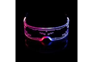 KingCorey Occhiali da sole elettronici futuristici, occhiali luminosi colorati, occhiali LED, occhiali luminosi natalizi, Halloween, feste, bar, carnevali, spettacoli di danza