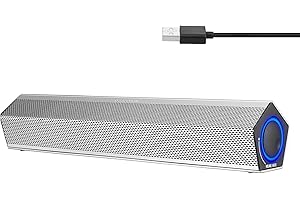 Sanyun SW010 Dual Mode Computer Altoparlanti, 8W Connessione USB cablata con DAC incorporato a 16 bit per alimentazione e audio, Bluetooth 5.0, Mini Sound Bar per PC Laptop Tablet Desktop, Argento