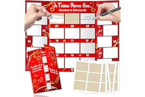 DPKOW Couple Calendrier de l'Avent à Gratter 2025, Bricolage Calendrier de l'Avent à Faire Soi-Même 24 Noël Calendriers à Remplir pour Couples Idée Cadeau Amoureux