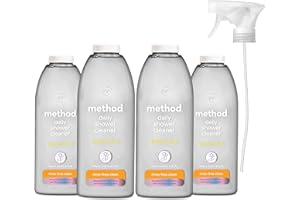 Method Shower Cleaner Spray, Cleans without Having to Rinse, Surface Cleaner, Passion Fruit Scent, Pack of 4, 4 x 828ml