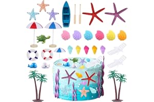TOPJOWGA Miniature de Plage, 30 Pièces DIY Micro Paysage de Plage, Mini Décorations Plage Décoration de Plage D'océan, Chaise de Plage, Parasol, Cocotiers pour DIY Fée Jardin Maison