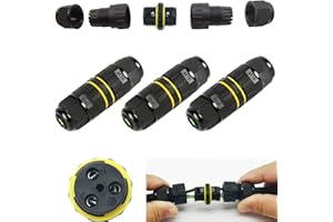 CTRICALVER Kabelanschlussdose für den Außenbereich | Wasserdicht IP68 Verbindungsbox für Ø7-10 mm 3-poliger Kabelschnellverbinder Schwarz 3 Stück