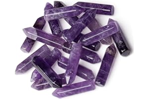 MAIBAOTA Amethyst Healing Crystals Gifts Wands Hexagonal Pointed Gemstones Set Bulk for Women Beginner Chakra Stones Nature Reiki Spiritual Energy Balancing Protection Crystal 10pcs