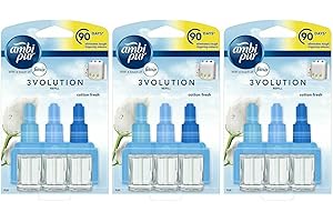 3x Ambi Pur 3Volution Air Freshener 20ml Refill - Cotton Fresh