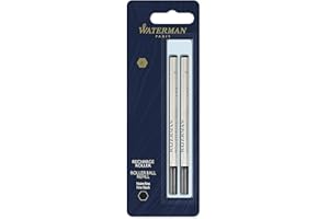 Waterman recharge d’encre pour stylo roller | pointe fine | encre noire | 2 recharges