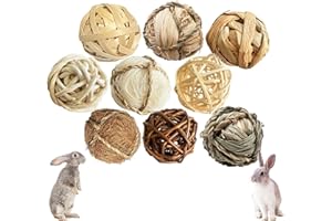 kaiyaya 9 Pezzi Pet Masticare Giocattolo Rattan Balls, 7 Cm Cada Uno Palle D'erba da Corda Dell'erba Naturale Palla Giochi Coniglio Giocattoli Masticare per Conigli,Criceti,Animali