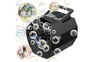 Theefun automatyczna maszyna do robienia baniek mydlanych, przenośna maszyna do baniek mydlanych dla dzieci, 500 ml, zabawka na urodziny, imprezę, wesele, czarna