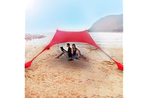 XIIXUUJ Playa Familiar Plegable, Toldo De Playa, UPF50 Refugio Solar Playa con Anclas Y Postes Aluminio Y Bolsa Transporte, Campaña Playa, para Uso En Patio, Jardín, Exterior Y Cochera