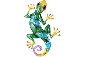 Yius Metal Gecko Wall Decor, 17 Inches Lizard Garden Art Hanging Set | DIY Craft for Terraces, Garden, Bedrooms(green), Free Size