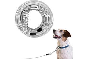 QWORK® Correa Perro 15M, Correas Amarrar Perros, Φ5 mm Correa de Cadena para Perros con Resorte y Gancho, para Correr, Acampar