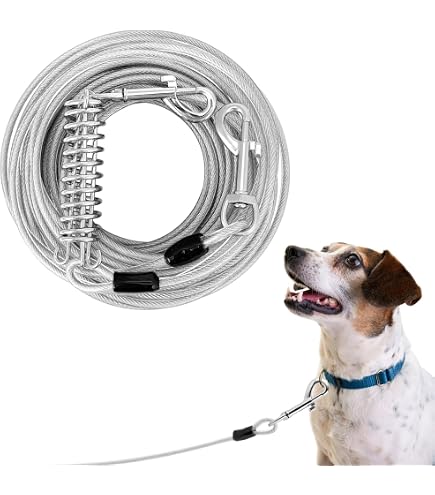 Tresbro Hundelaufseil 18 M – Reflektierendes Stahlkabel Für Hunde Bis 56,7 Kg, Mit Sicherheitsverschlüssen