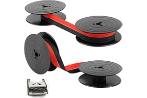 TDUNSYA 2 Pack Cintas para MáQuina de Escribir, GR4 Cinta de Máquina de Escribir de Nylon, Cinta para Máquina de Escribir de Doble Bobina de 10 Metros para la MayoríA de las MáQuinas de Escribir (Negro, Rojo)