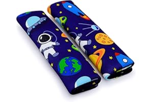 MHwan Copri Cintura di Sicurezza Auto, 2 Pezzi Spazio Esterno Fantastico Copricintura Auto Bambini, Traspirante e Delicato Sulla Pelle Cuscino Cintura Auto Bambini, Adatto a Tutte le Stagioni