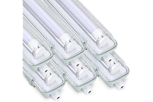 ‎VIGEVEE Vigevee LED Wet Room Light Bath Light 150 cm 24 W 2400 LM Cool White 6500 K T8 LED Tube, IP65 Waterproof Wet Room Lamp Workshop Lamp for Garage, Basement, Office - Pack of 6