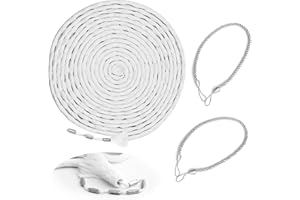 Getyjoe Pesas para Cortinas Plomo 300g Cuerda de Plomo para Cortinas 10 Metros Pesos para Cortinas y 2 Piezas Alzapaños Cortinas para Mantel de Cortina de Ducha de Cortina (300g-10M)