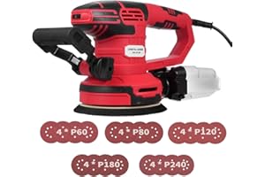 VISTRECK Exzenterschleifer 150mm, 450W Elektrischer Schleifer Kabelgebunden 6 Gänge Einstellbar, 13000SPM Exzenter Schleifmaschine mit Doppelgriff mit 20pcs Schleifpapier, Staubfangbehälter, für Holzarbeiten