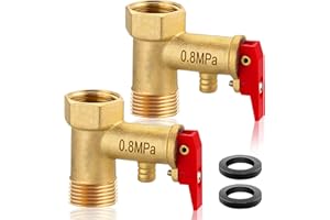 BEATIFIC 2 válvulas de seguridad de 1/2 pulgadas, 0,8 MPa, válvula de seguridad de latón, válvula de alivio de presión de 1/2" IG x 1/2" AG para calentador de agua, válvula de alivio de presión con junta