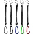 Nerissa 5 Pcs Stretchy Spiral Keyring Bungee Keyring Spiral Keychain Safety Spring Key Holder with Carabiner Clip for Backpack, Keys, Phone, Wallet, Fishing Tool