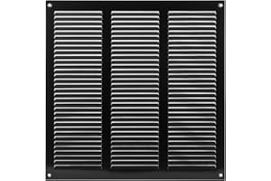 Vent Systems 300 x 300 mm / 12" x 12" Inch Vent Cover - Black Galvanised Metal Vent Cover - Air Supply Ventilation Cover with Screen Mesh - Louvered HVAC Air Vent Covers for Bathroom, Home Office
