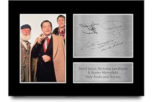 HWC Trading Only Fools and Horses Gifts David Jason Gift Nicholas Lyndhurst and Buster Merryfield Signed A4 Printed Autograph Del Boy Rodney Trotter Uncle Albert Print Photo Picture Display
