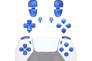 eXtremeRate Tasti per ps5 Controller BDM-030/040/050,Pulsanti D-Pad Trigger R1 L1 Grilletti R2 L2 Pulsante Share Option Ricambio per ps5 Joystick BDM 030 040 050-Camaleonte Viola Blu