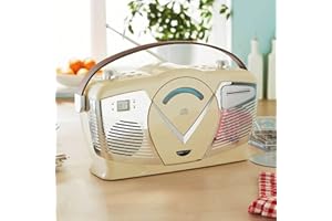 Coopers of Stortford - Retro CD Boombox with AM/FM Radio - Portable Sound System, Containing USB Port, MP3 and Stereo Speakers - Mains or Battery-Powered Home Radio with LCD Display