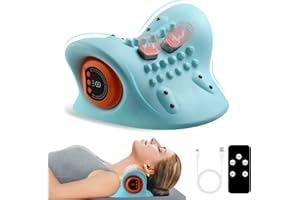 EPROICKS Back Shoulder and Neck Massager with Heat, EMS Back Massager, Shoulder Relaxer, Neck Cloud - Cervical Traction Device, Cervical Traction Pillow, 3 Modes, 6 Speeds