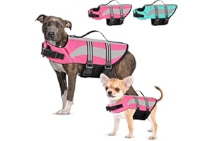 PETBANK Gilet de Sauvetage Chien, Gilet de Flottaison Réfléchissant pour Animaux de Compagnie,Rose(S)
