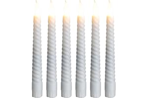 VIAIK 6 Candele Led Senza Fiamma con Stoppino 3D Realistico, Altezza 7,55 Pollici, Funzionamento A Batteria (Batteria Non Inclusa) Classiche Candele Affusolate Alte per Casa, Matrimonio E Feste Candles