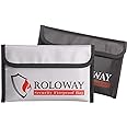 ROLOWAY Small Fireproof Bag (5 x 8 inches), Non-Itchy Fireproof Money Bag, Fireproof Wallet Bag, Cash Fireproof Bag Set for Valuables - Passport, Currency & Keys (2-Pack)